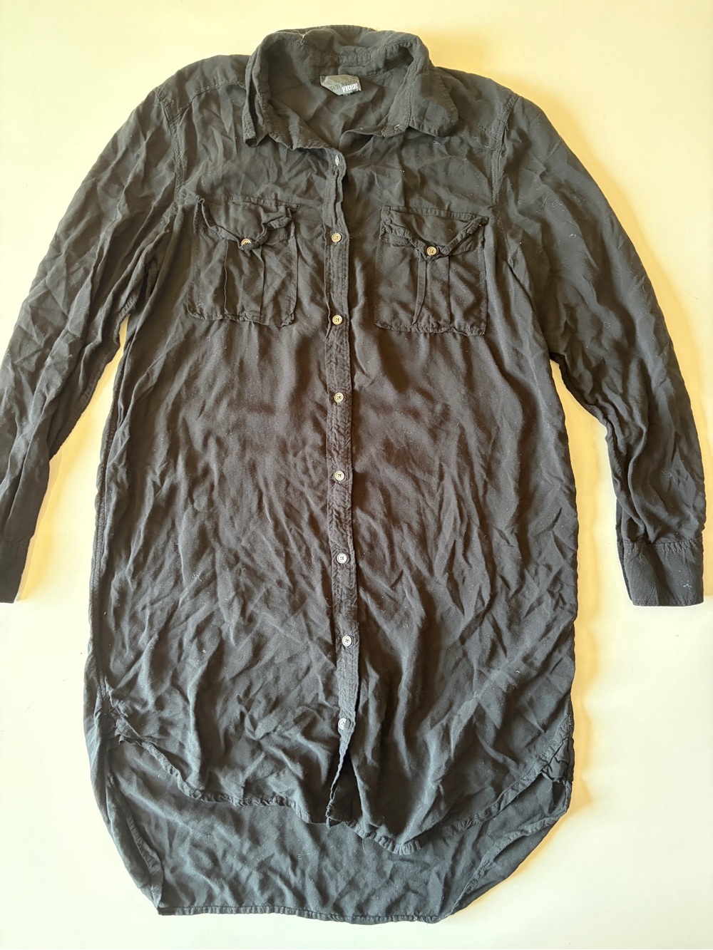 Wilfred free black button up long sleeve shirt collared swim cover up tunic XS